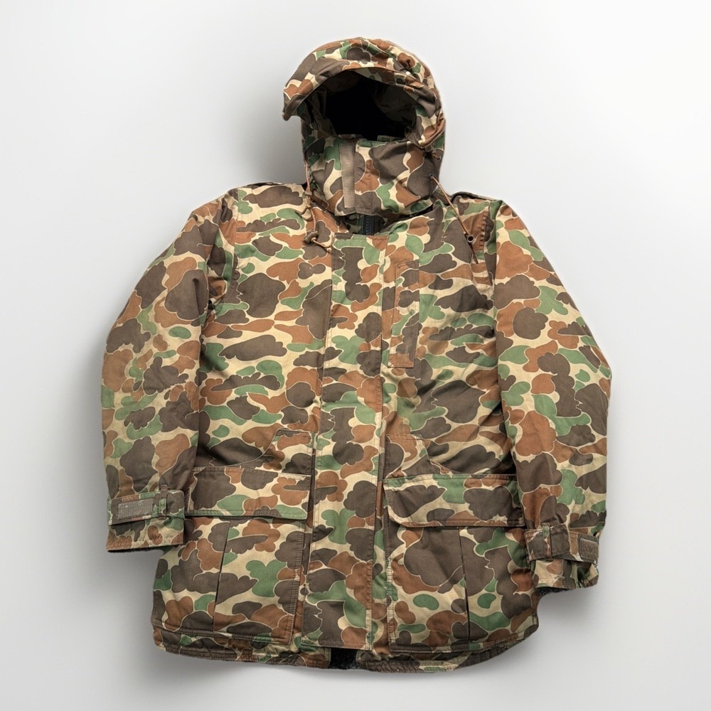 Vintage Trophy Club Goose Down Jacket Mens M Hunting Duck Camo Full Zip